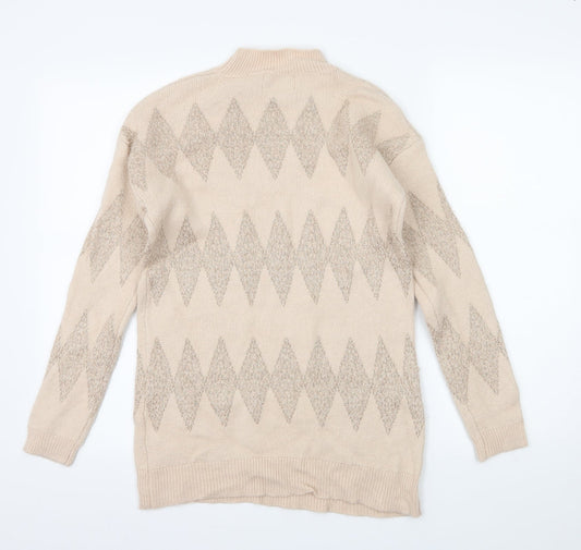 Matalan Womens Pink Geometric Knit Pullover Jumper Size S