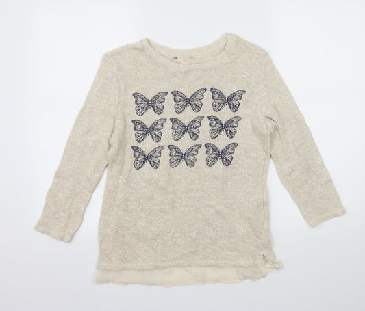 TU Womens Ivory Knit Pullover Jumper Size 8 - Butterflies