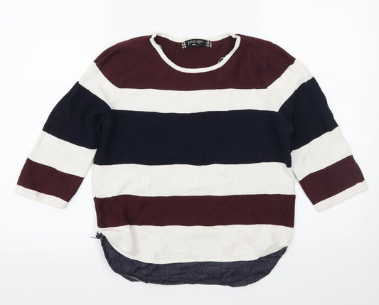 Principles Womens White Striped Knit Pullover Jumper Size 12