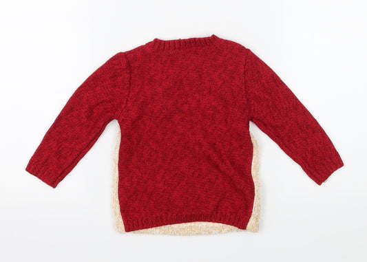 George Boys Red Knit Pullover Jumper Size 9-12 Months - Rudolph