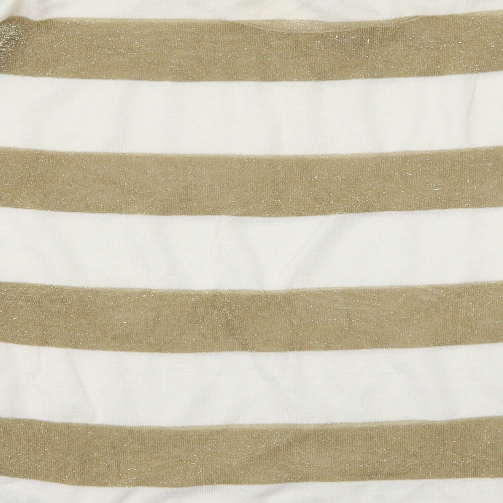 Dorothy Perkins Womens White Striped Knit Pullover Jumper Size S