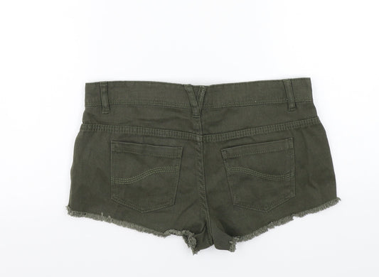 Denim & Co. Womens Green Cut-Off Shorts Size 8