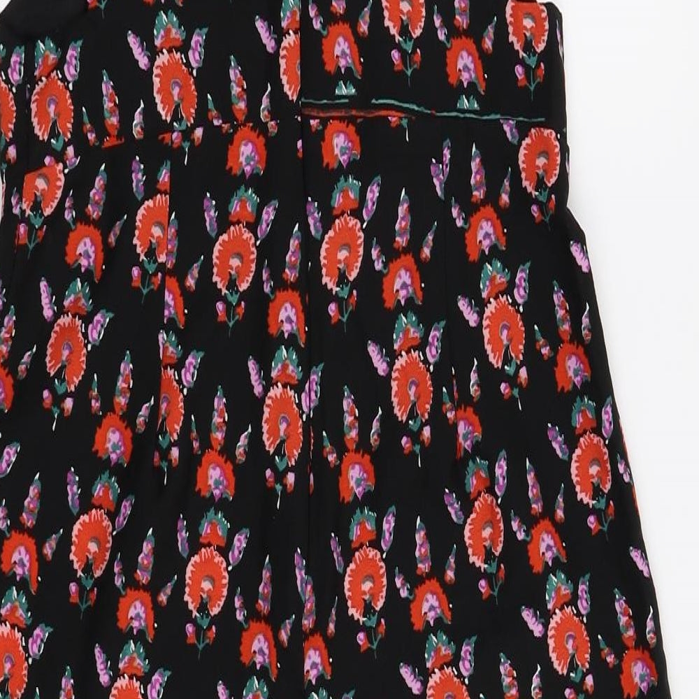 Boohoo Womens Black Floral Jumpsuit One-Piece Size 8 L20 in