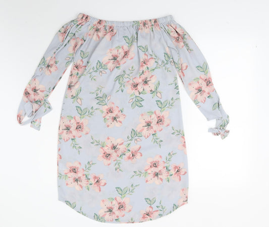 New Look Womens Blue Floral A-Line Size 8