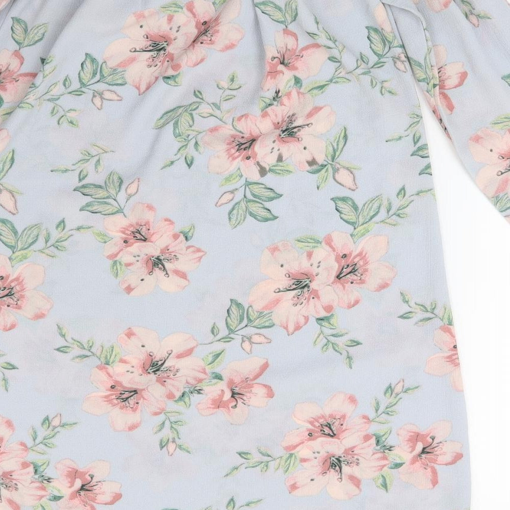 New Look Womens Blue Floral A-Line Size 8