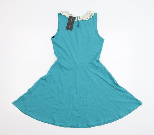 New Look Womens Blue Jersey Skater Dress Size 8