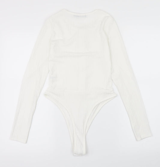 Misspap Womens White   Bodysuit One-Piece Size 8