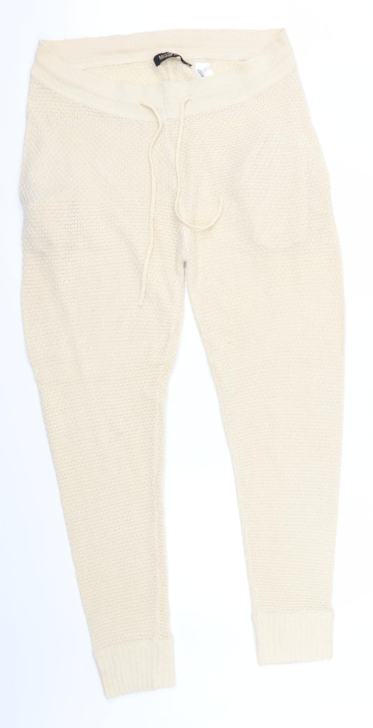Womens UK Size 16 Misspap Regular Fit Sweatpants Beige Trousers