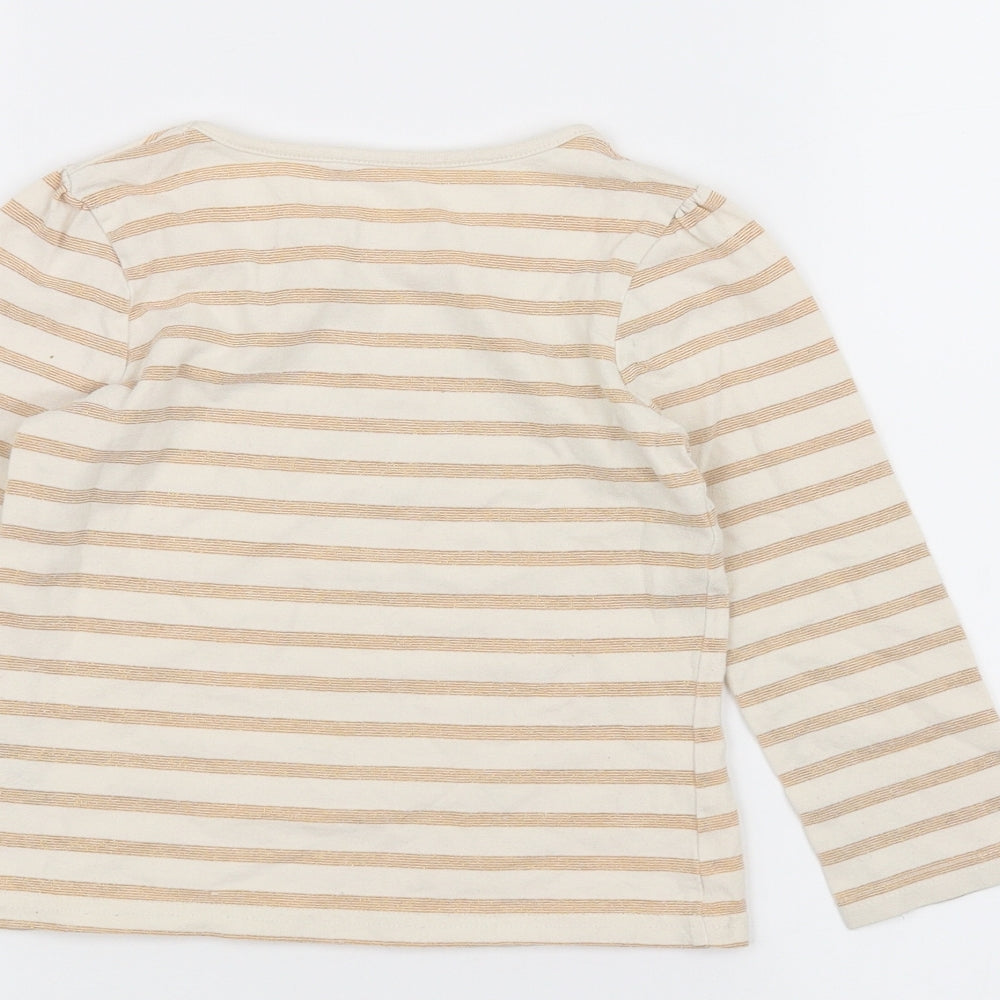 George Girls White Striped Basic T-Shirt Size 3-4 Years