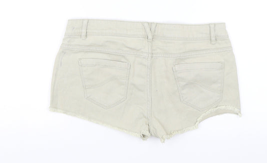Denim & Co. Womens Beige Denim Cut-Off Shorts Size 8