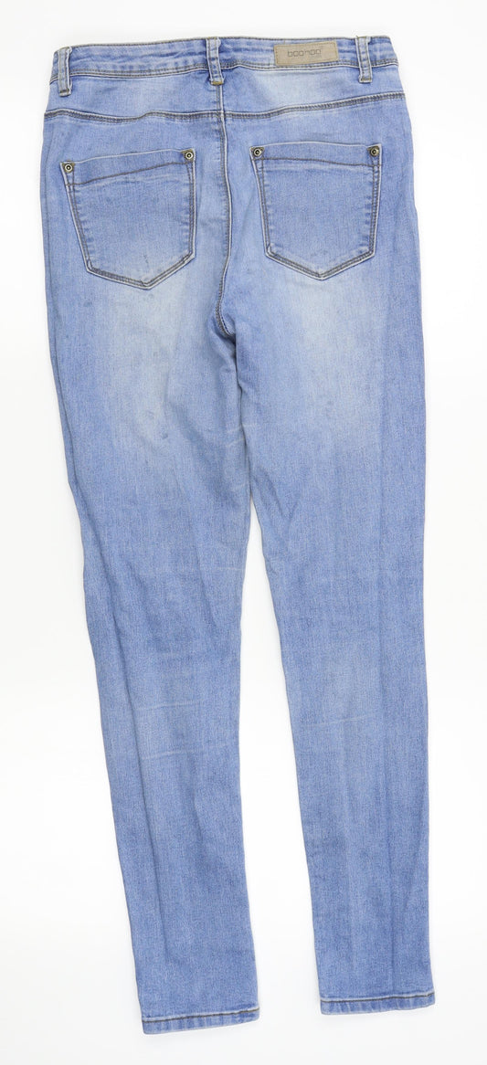 Boohoo Womens Blue Denim Skinny Jeans Size 10 L28 in