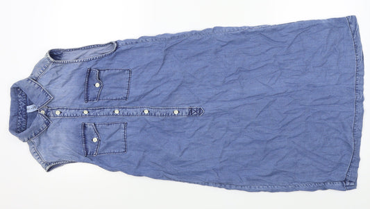Additional front view of Denim CO women’s blue denim a-line, size UK 8