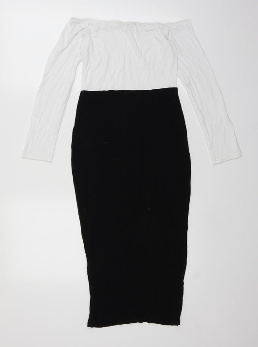 PRETTYLITTLETHING Womens Black Pencil Dress Size 10