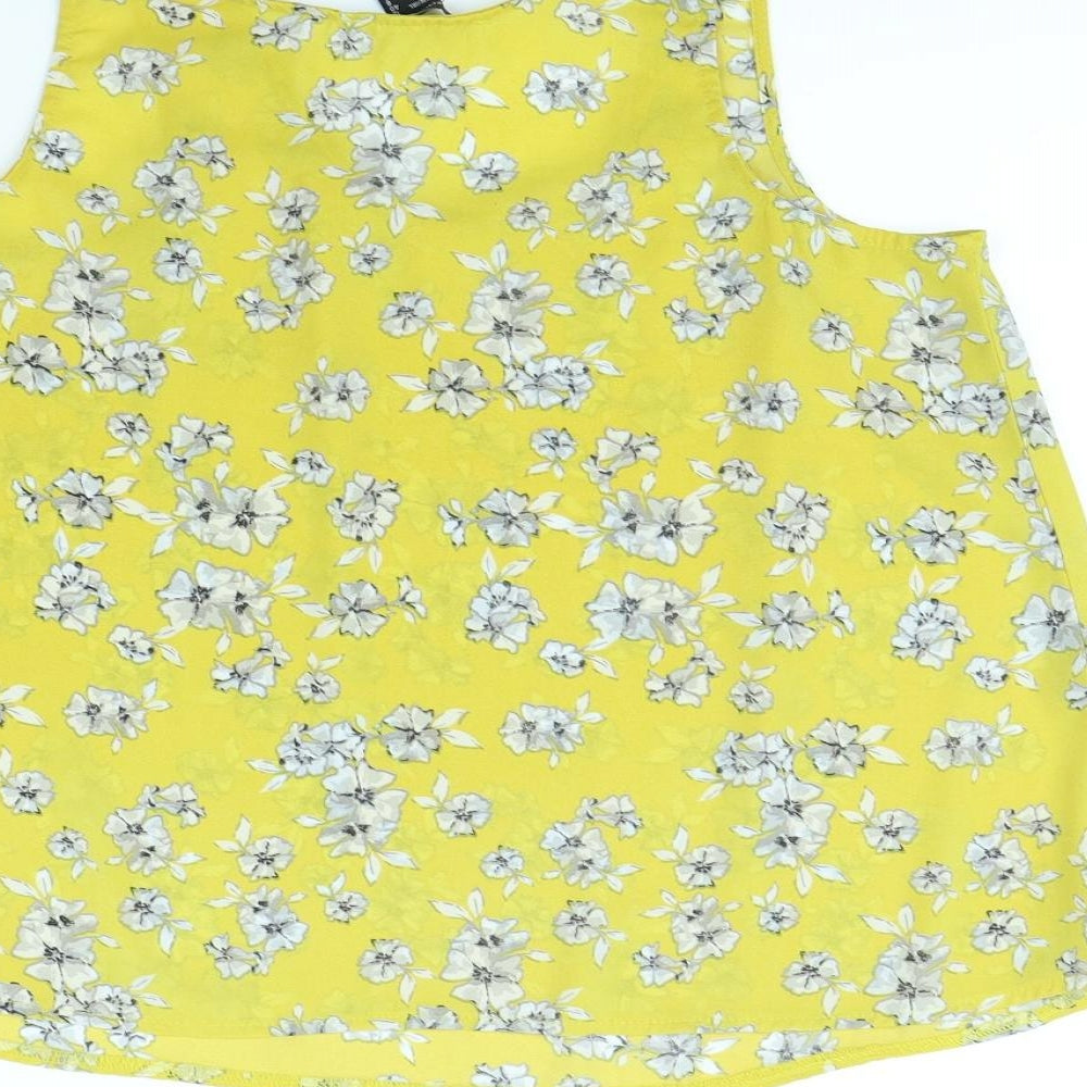 Atmosphere Womens Yellow Floral Basic Tank Size 12