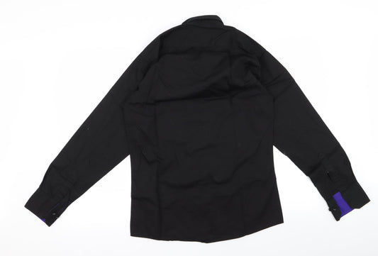 lyon becker Mens Black Rayon Button-Up Size M