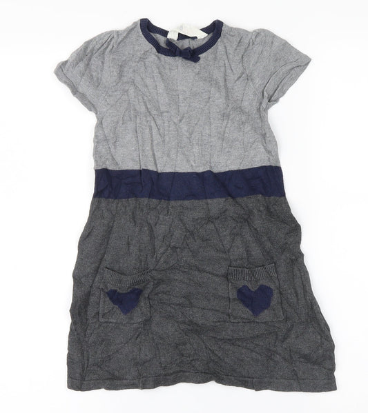 H&M Girls Grey Jumper Dress Size 5 Years