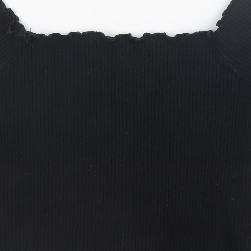 Womens UK Size S Preworn Black Basic T-Shirt