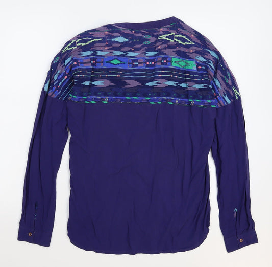 Mexx Womens Blue Geometric Basic Blouse Size 8