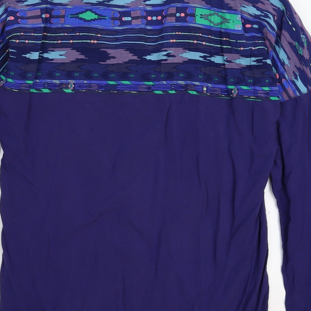 Mexx Womens Blue Geometric Basic Blouse Size 8