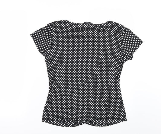 Mia Moda Womens Black Polka Dot Basic T-Shirt Size 14