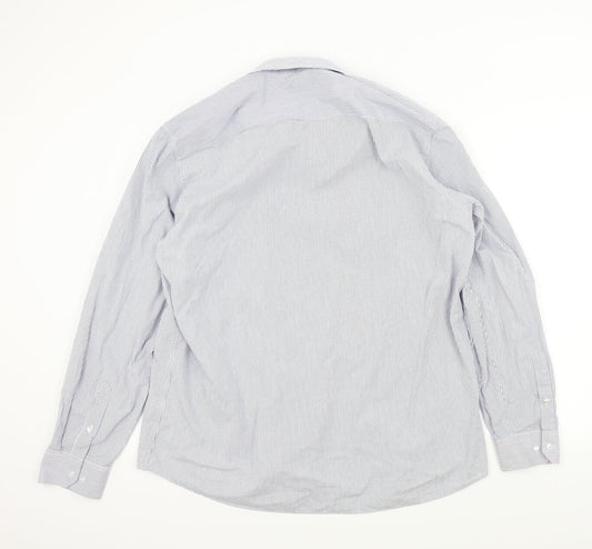 Taylor & Wright Mens Blue Striped Button-Up Size 17