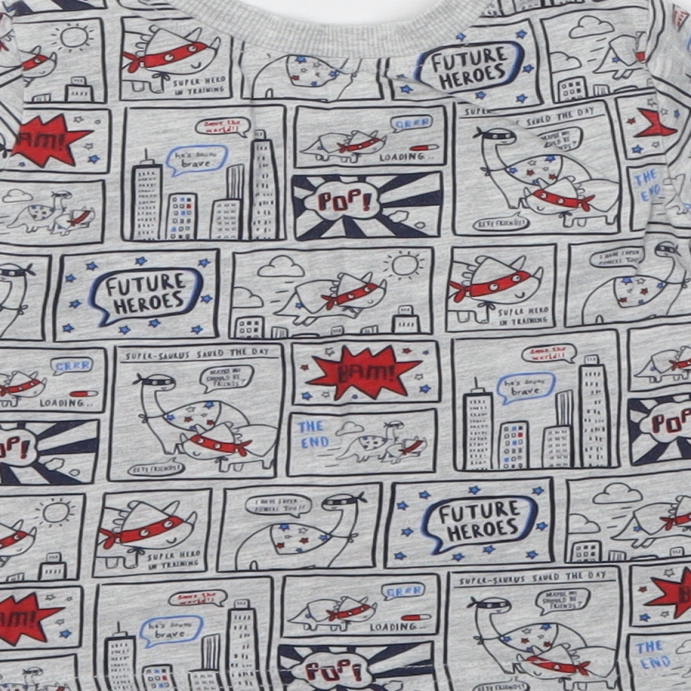 George Boys Grey Animal Print Basic T-Shirt Size 3-6 Months