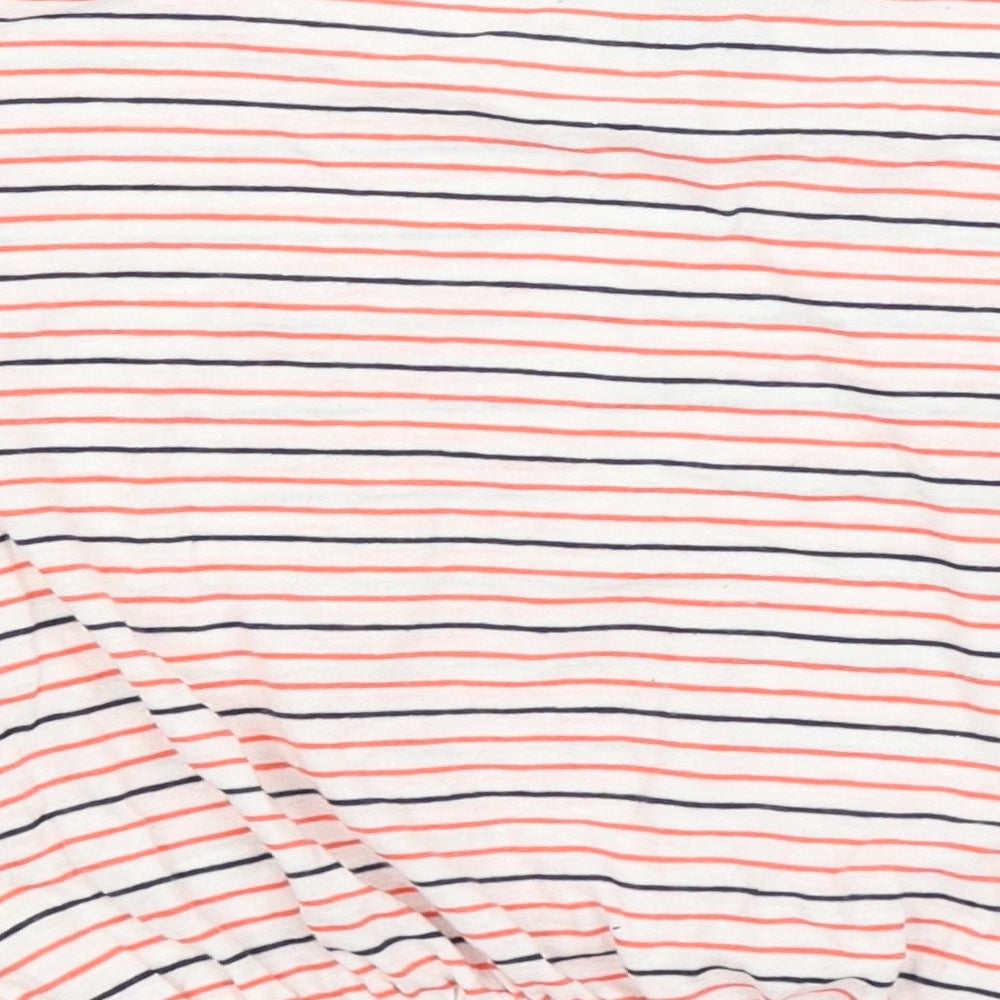 Primark Womens White Striped Cropped T-Shirt Size 2XS