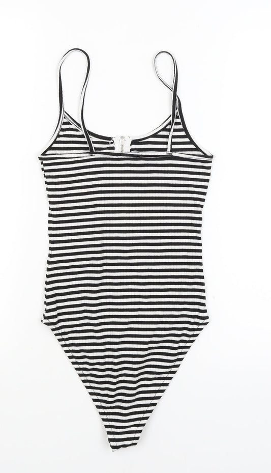 Primark Womens Black Striped  Bodysuit One-Piece Size 6