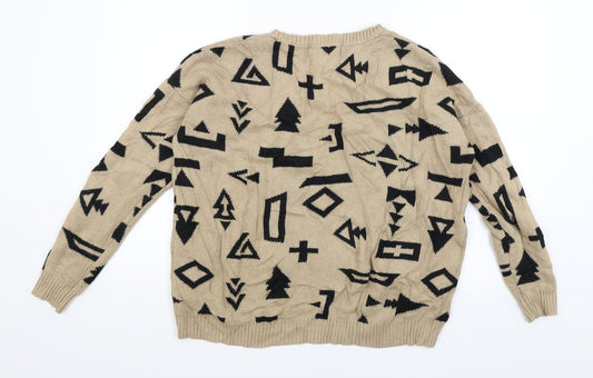 FOREVER 21 Womens Beige Pullover Jumper Size M - Symbols