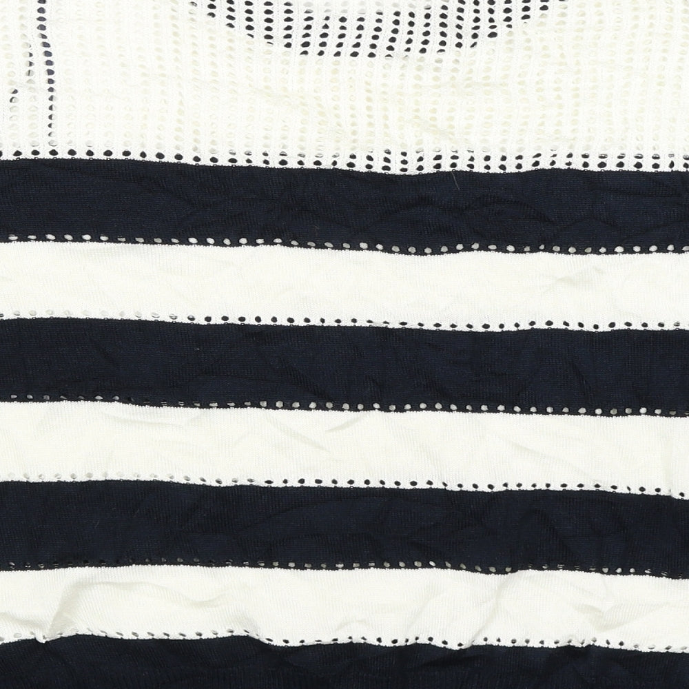 NEXT Womens White Striped Pullover Jumper Size M