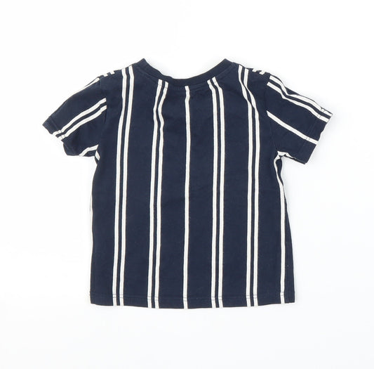River Island Boys Blue Striped Basic T-Shirt Size 9-12 Months
