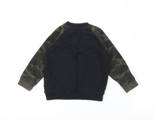 Fred & Flo Boys Black Camouflage Pullover Jumper Size 6-9 Months