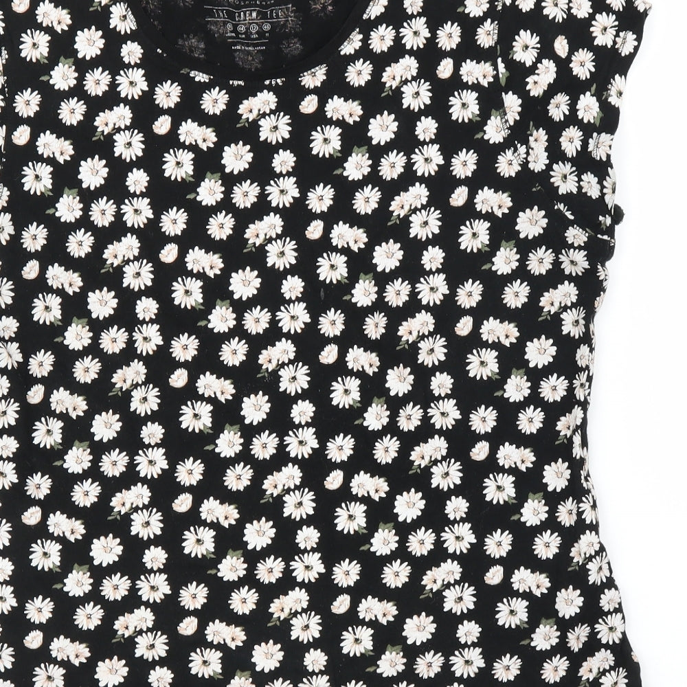 Primark Womens Black Floral Basic T-Shirt Size 16