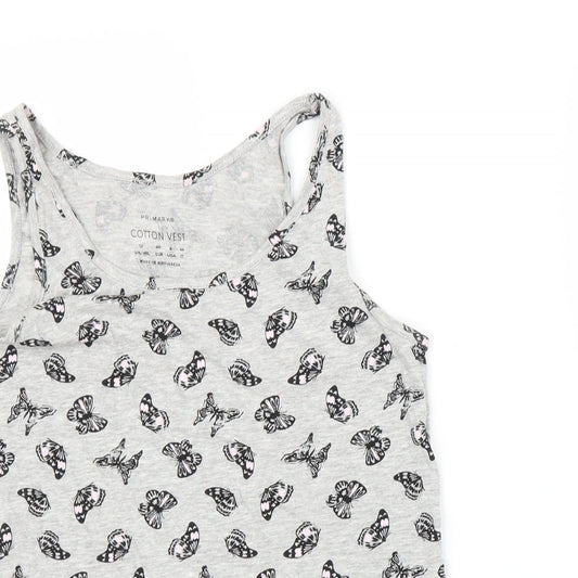 Primark Womens Grey Basic Tank Size 12 - Butterflies
