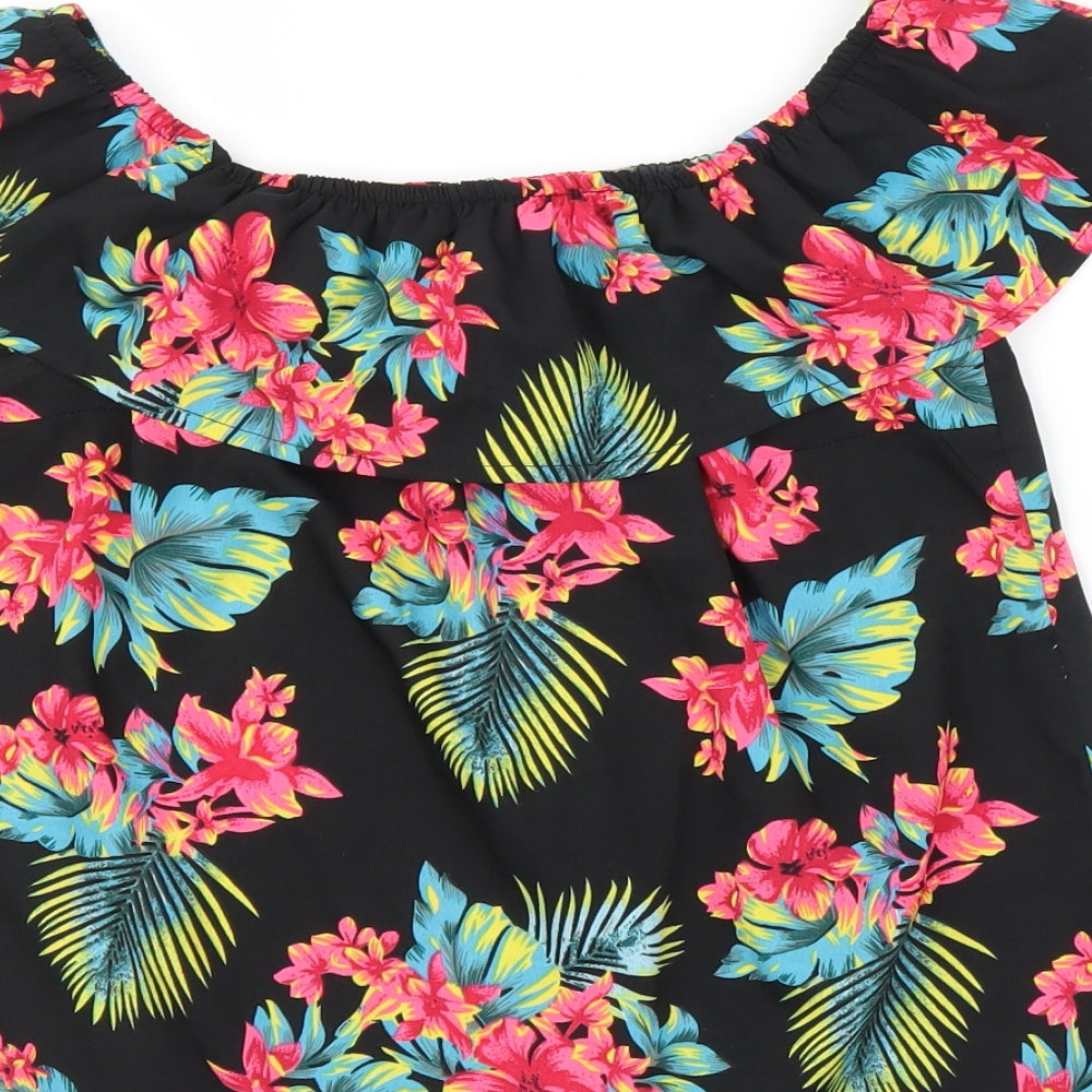 Primark Girls Black Floral Basic Blouse Size 11-12 Years
