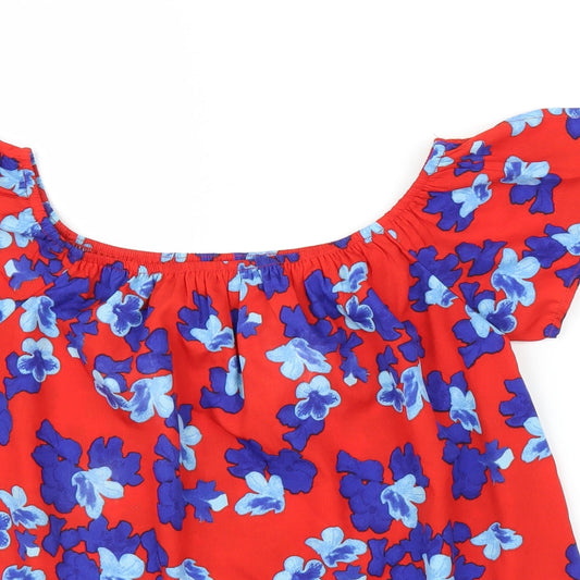 Primark Womens Red Floral Basic Blouse Size 10