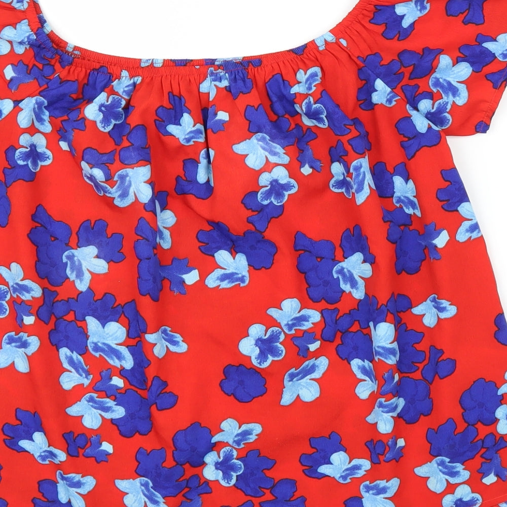 Primark Womens Red Floral Basic Blouse Size 10