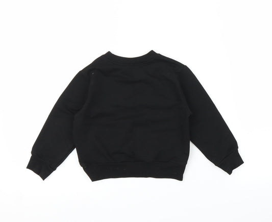 Preworn Baby Black Pullover Jumper Size 18-24 Months - Christmas