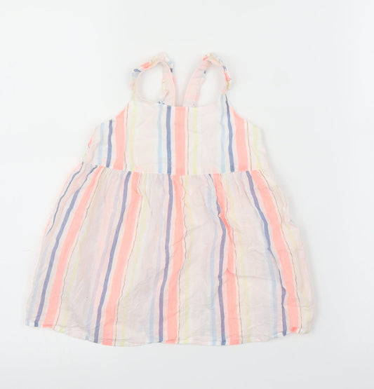 Woolies Babes Girls White Striped A-Line Size 12-18 Months