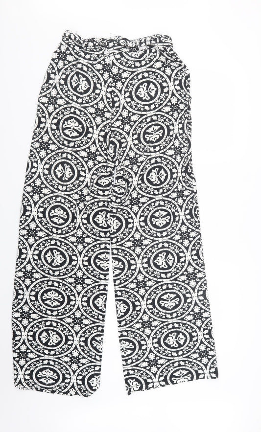 Label Be Womens Black Geometric Trousers Size 10 L29 in