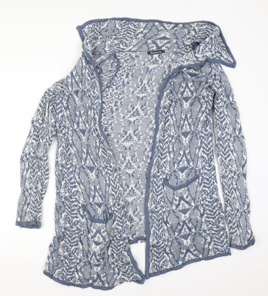 Bonmarché Womens Blue Geometric Cardigan Jumper Size S