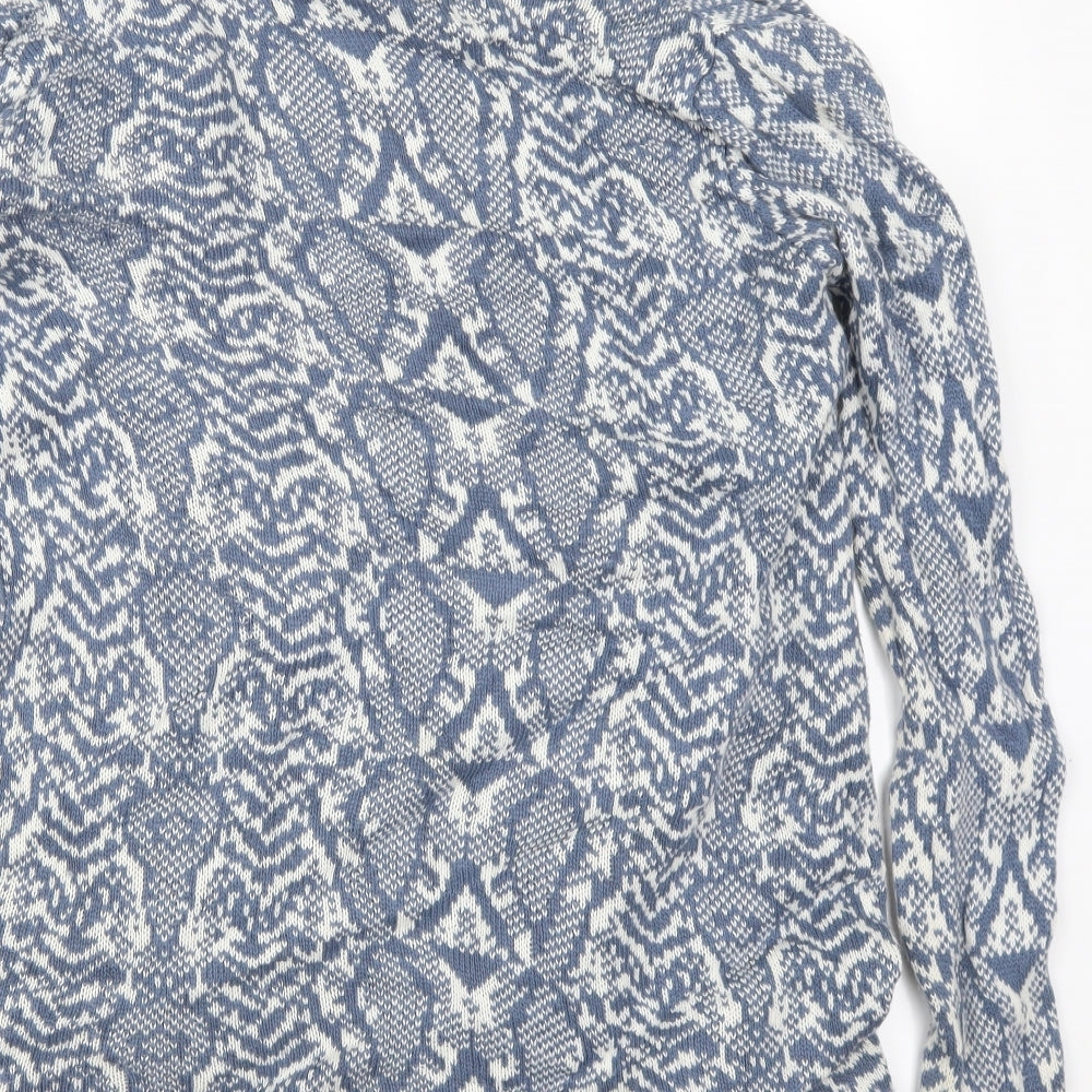 Bonmarché Womens Blue Geometric Cardigan Jumper Size S