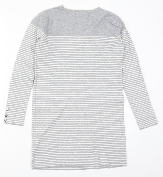 Primark Womens Grey Striped Jumper Dress Size 10