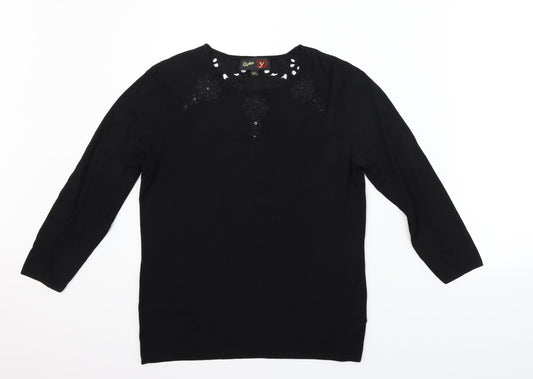 Stephen Y Womens Black Pullover Jumper Size M