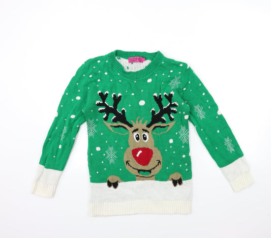 Boohoo Womens Green Knit Pullover Jumper Size M