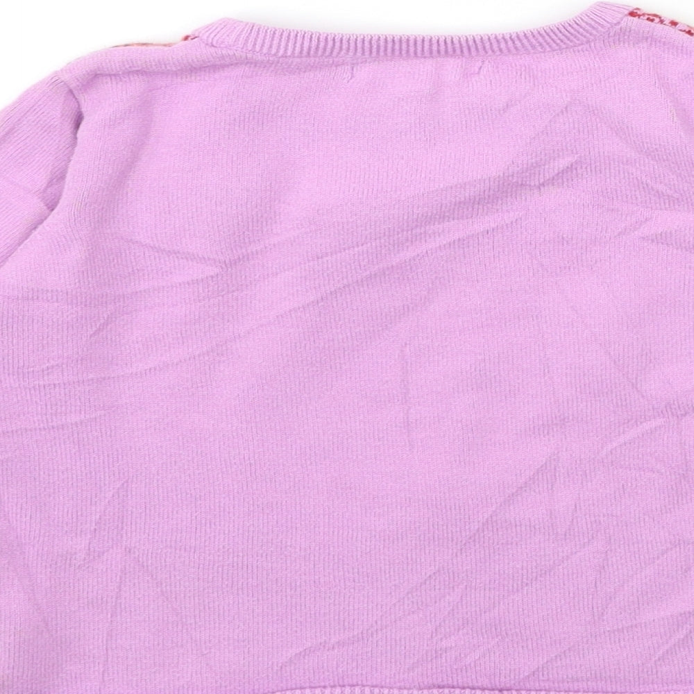 Marks and Spencer Girls Pink Striped Knit Pullover Jumper Size 3-4 Years