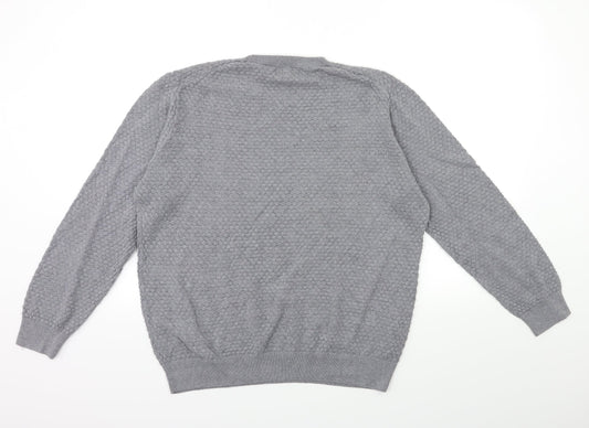 Easy Mens Grey Knit Pullover Jumper Size L