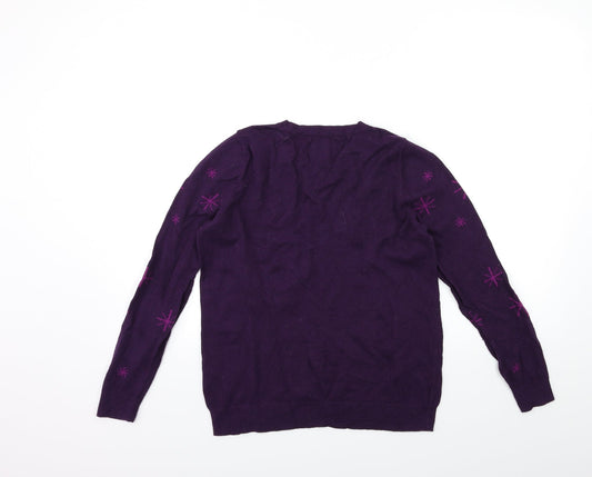 Maine Womens Purple Knit Pullover Jumper Size 10