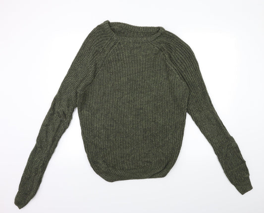 Preworn Mens Green Knit Pullover Jumper Size S