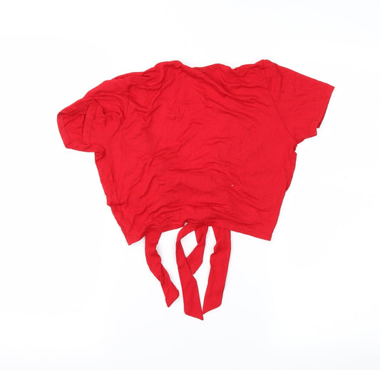 Boohoo Womens Red Basic Blouse Size 6